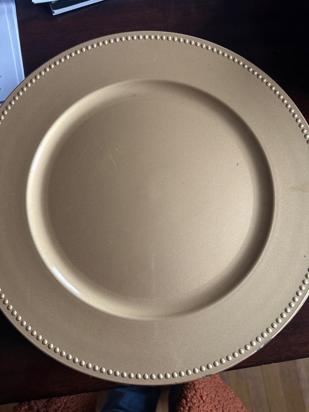 Metallic Gold Beaded Charger Plate for Elegant Table Settings (set of 4)
